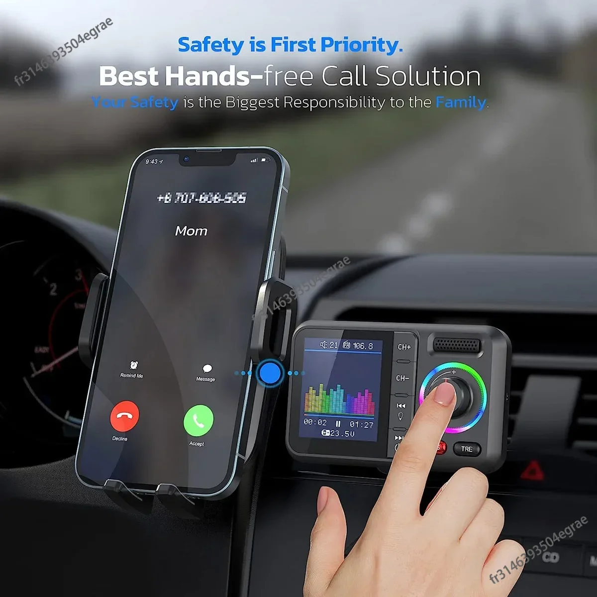 Audio Music App - Wireless FM Transmitter with Big Color