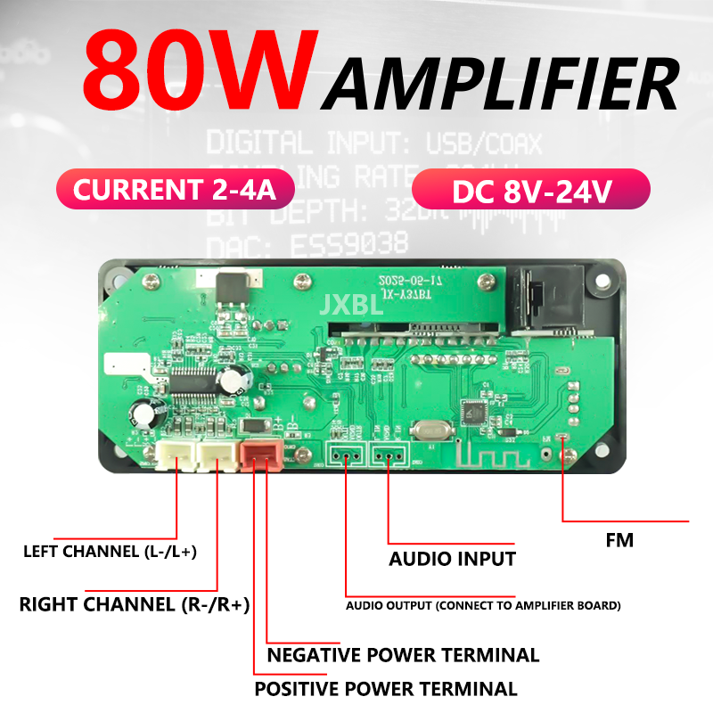 80W Bluetooth 5.0 MP3 Decoder  - Audio Music App review and price