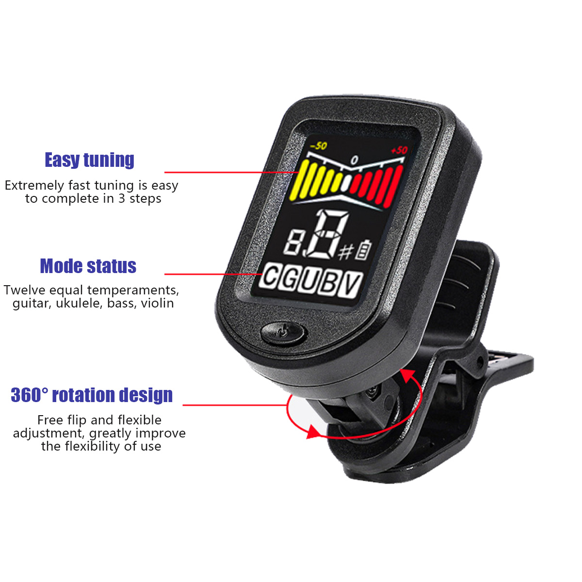 Clip-On Guitar Tuner with Regu - Guitar Tuner Clip review and price